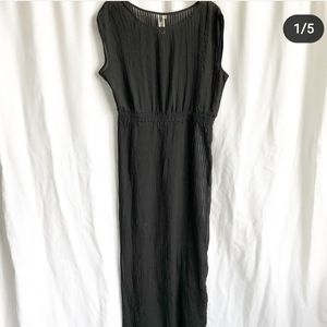 Julian Taylor black pleated sheer maxi dress,